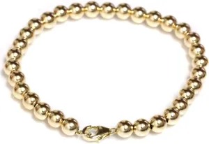 Filled Beaded Ball unpredictable sandy Bracelet with Lobster Clasp 5 mm Beads 6" to 9 Gold 