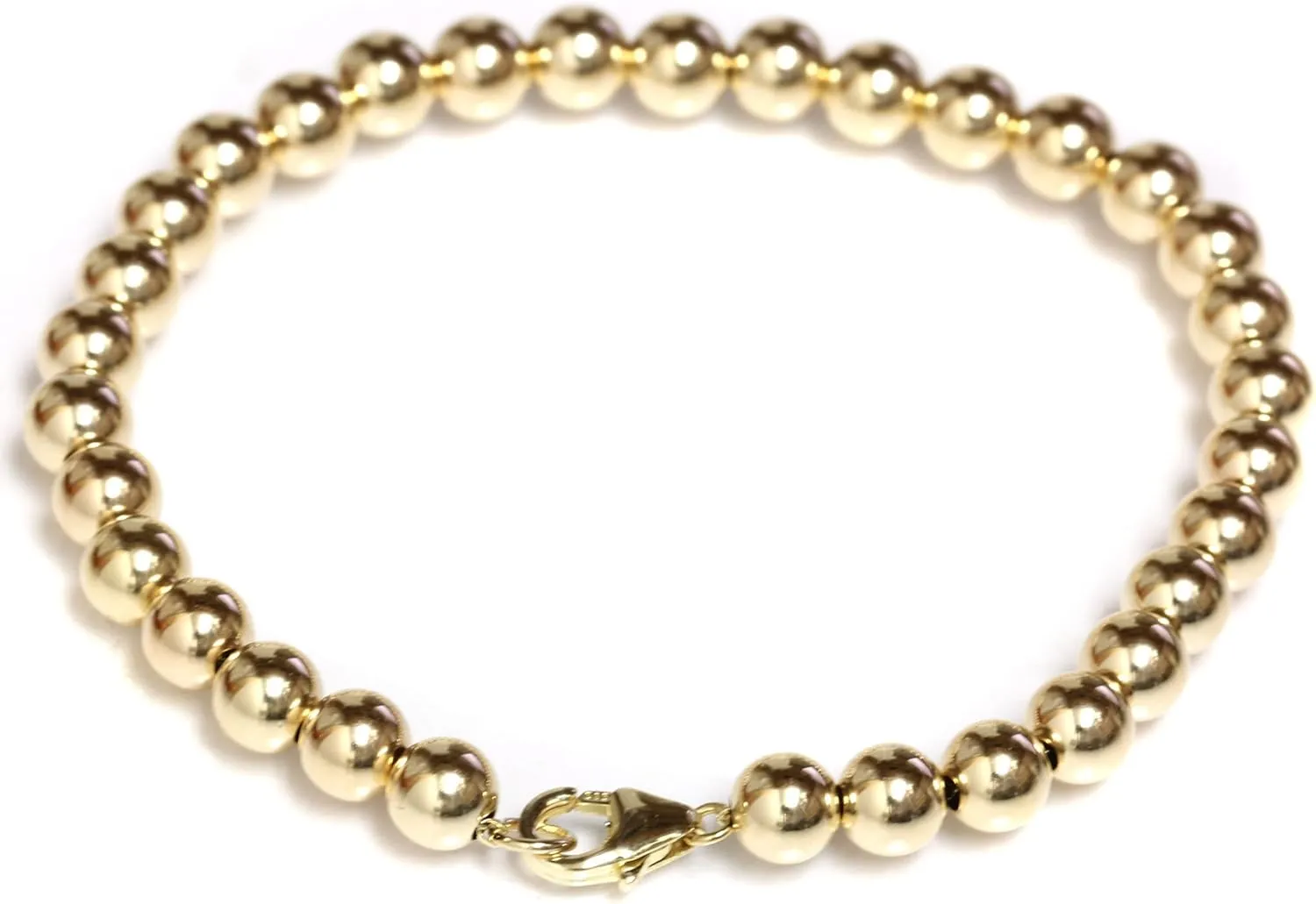 Filled Beaded Ball unpredictable sandy Bracelet with Lobster Clasp 5 mm Beads 6" to 9 Gold 
