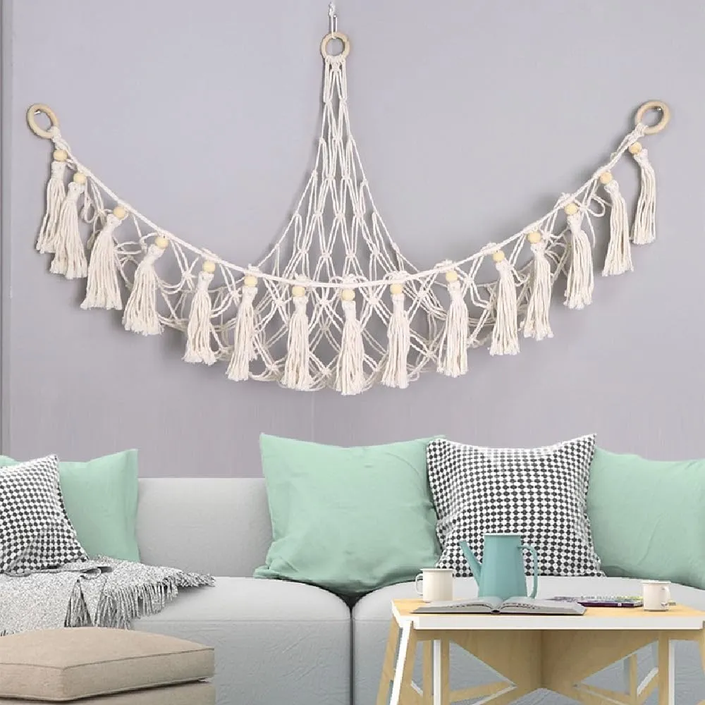 finely Solution - Playful Storage for Kids' Rooms,37.4"x35.4*x35.4 (No. 1 White Triple-Ring Doll Hanging??35.43 * 35.43 * 37.40inch??) Triangular Wall-Mounted Toy Organizer Net,Playroom Storage 