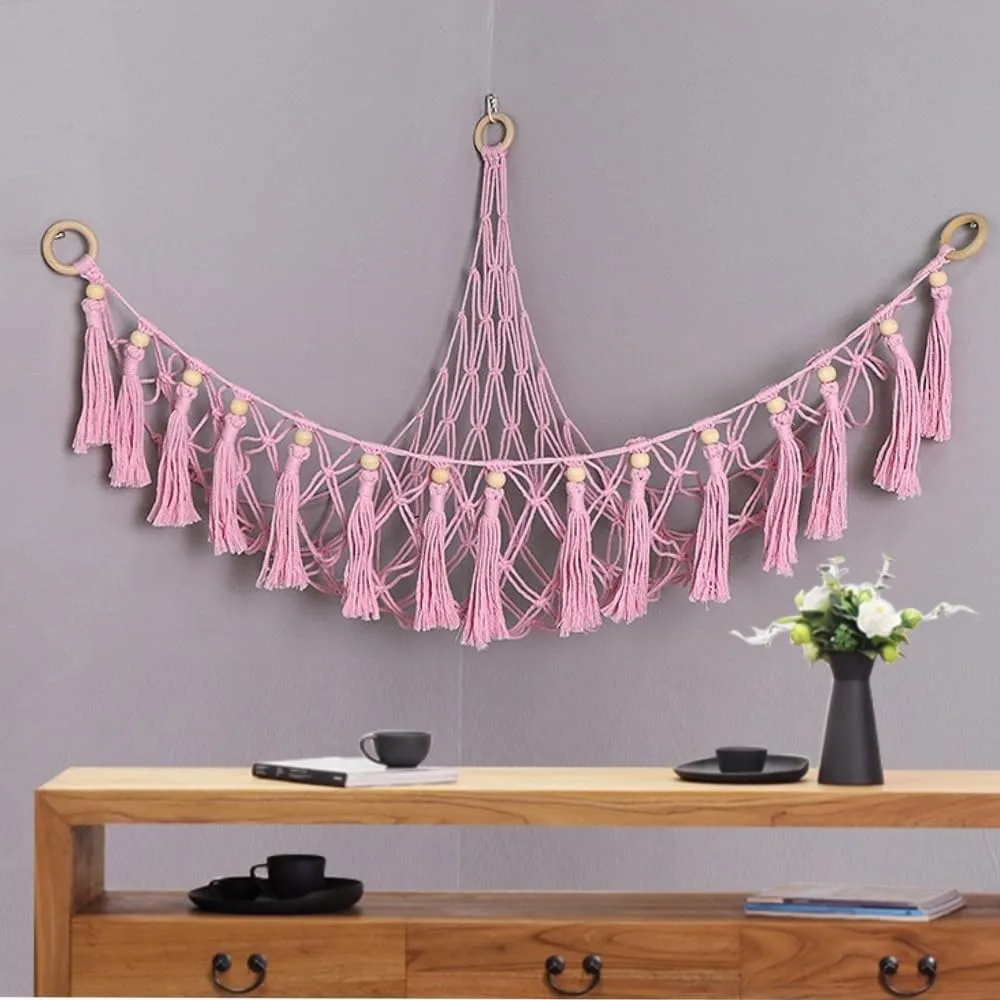 finely Solution - Playful Storage for Kids' Rooms,37.4"x35.4*x35.4 (No. 1 White Triple-Ring Doll Hanging??35.43 * 35.43 * 37.40inch??) Triangular Wall-Mounted Toy Organizer Net,Playroom Storage 