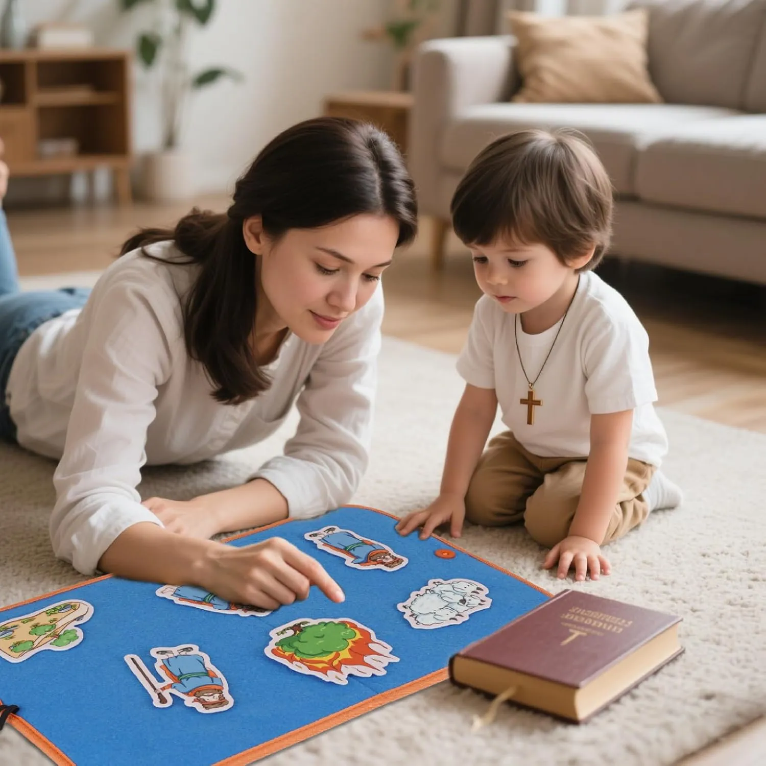 Flannel Graph Bible Toys for Kids reenter slapdash remark essence CHEFAN 4 Pack Felt Board Bible Stories Set, Flannel Board Stories Include Adam and Eve, Jacob's Ladder, Moses and The Burning Bush, Balaam and The Donkey, Precut 