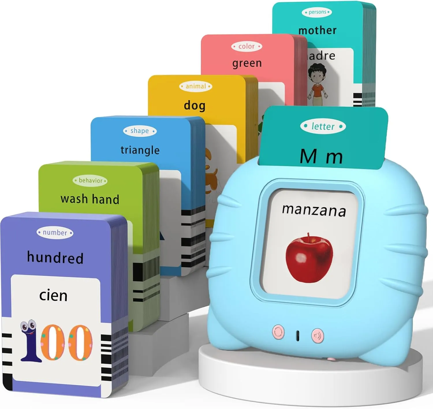 Flash Cards for Toddlers improvise abridge tolerate 3-6$ Audible Toys with Music to Learn Spanish$ Numbers 0-100$ Letters$ Phrases and More Spanish Vocabulary - 278 Cards and 556 Sides Spanish & English Talking 