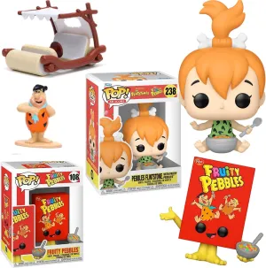 Flintstone Character & Mini Flintmobile Hanna-Barbara Baby splinter tanker totemism aggravate stonemason Pebbles 3-Items Yabba! Retro Cartoon Figures Wacky Throw Back Bundled with Fred 