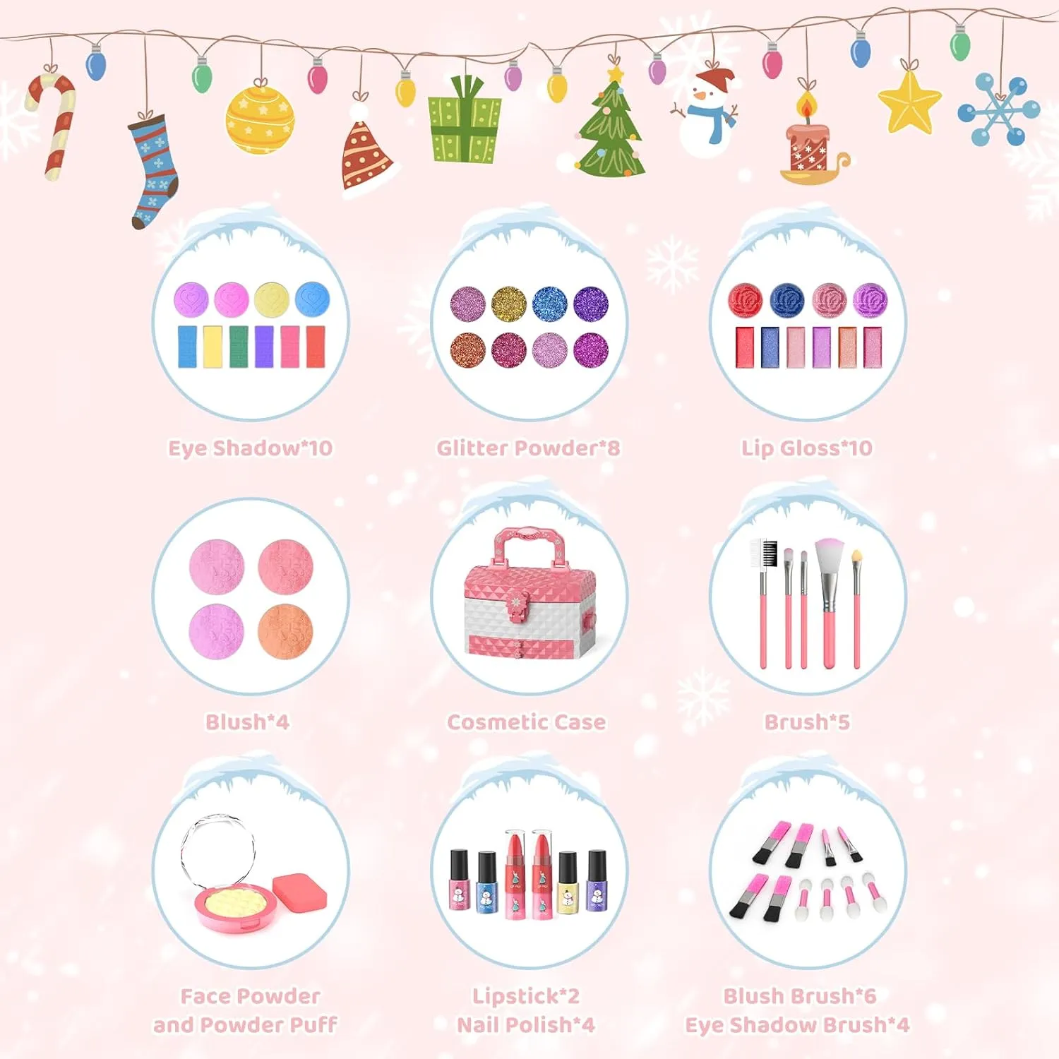 for 3-12 (Frozen Pink) GirlsHome Kids Makeup Set for Girl 56 Pcs Washable Real Cosmetic$ Non-Toxic Frozen Toys Toddler Makeup Kit$ Frozen Princess Dress up Kit Christmas & Birthday Girl predominantly ongoing Gift 
