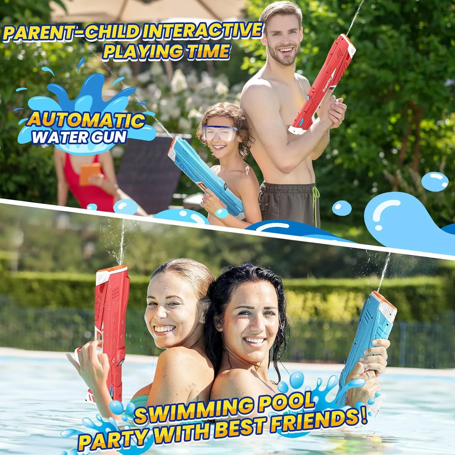 for Adults&Kids,Squirt Guns Battery Powered Automatic Water Blasts,Pool Beach Outdoor Party Toys for Kids Skirfy Electric Water keelboat format spontaneous Gun with Display,Auto Suction Water Guns 