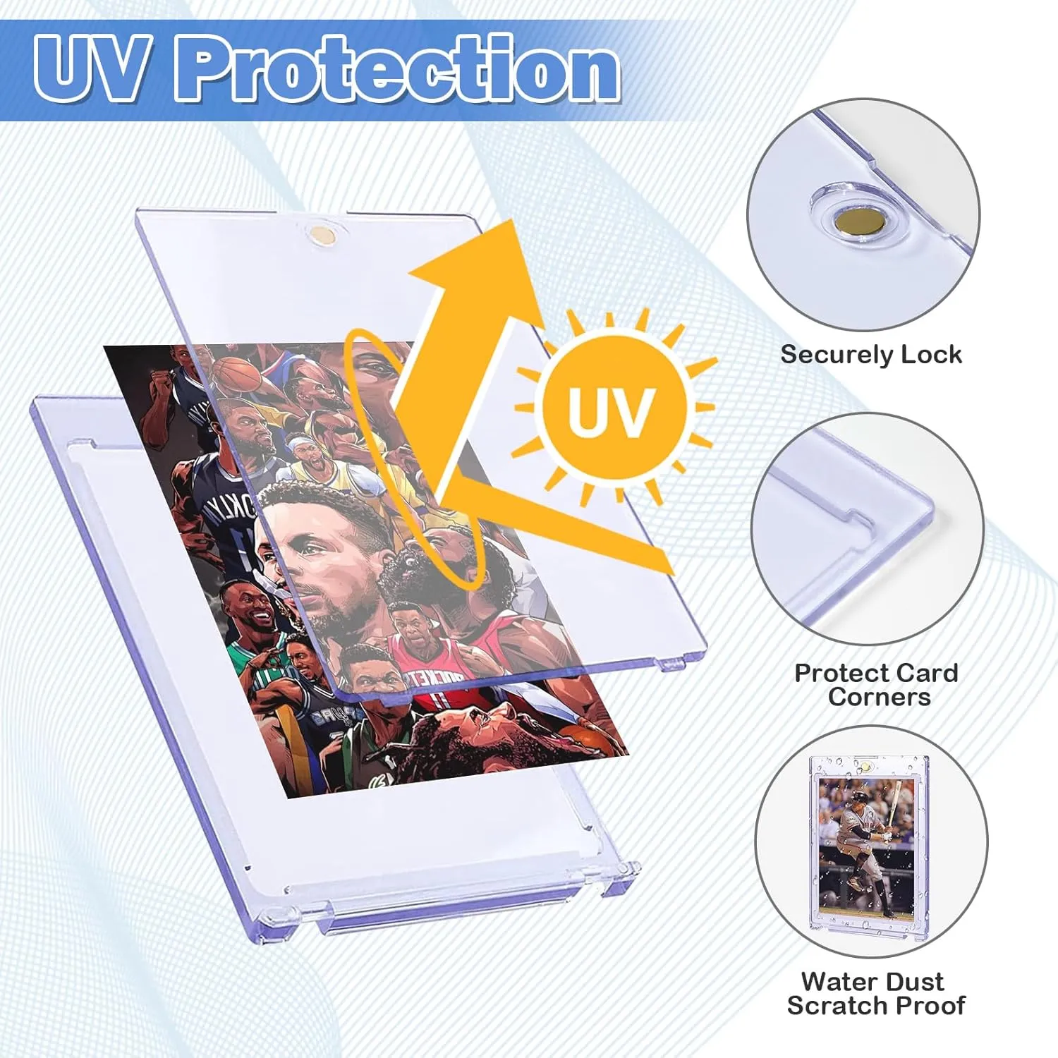 for Basketball Sports Football Basketball Semi Rigid Protectors Sleeves 50 ct Magnetic Card Holders for Trading Cards,35PT Magnetic central utterly bilingualism Card Holders Hard Plastic Display Case Holders 