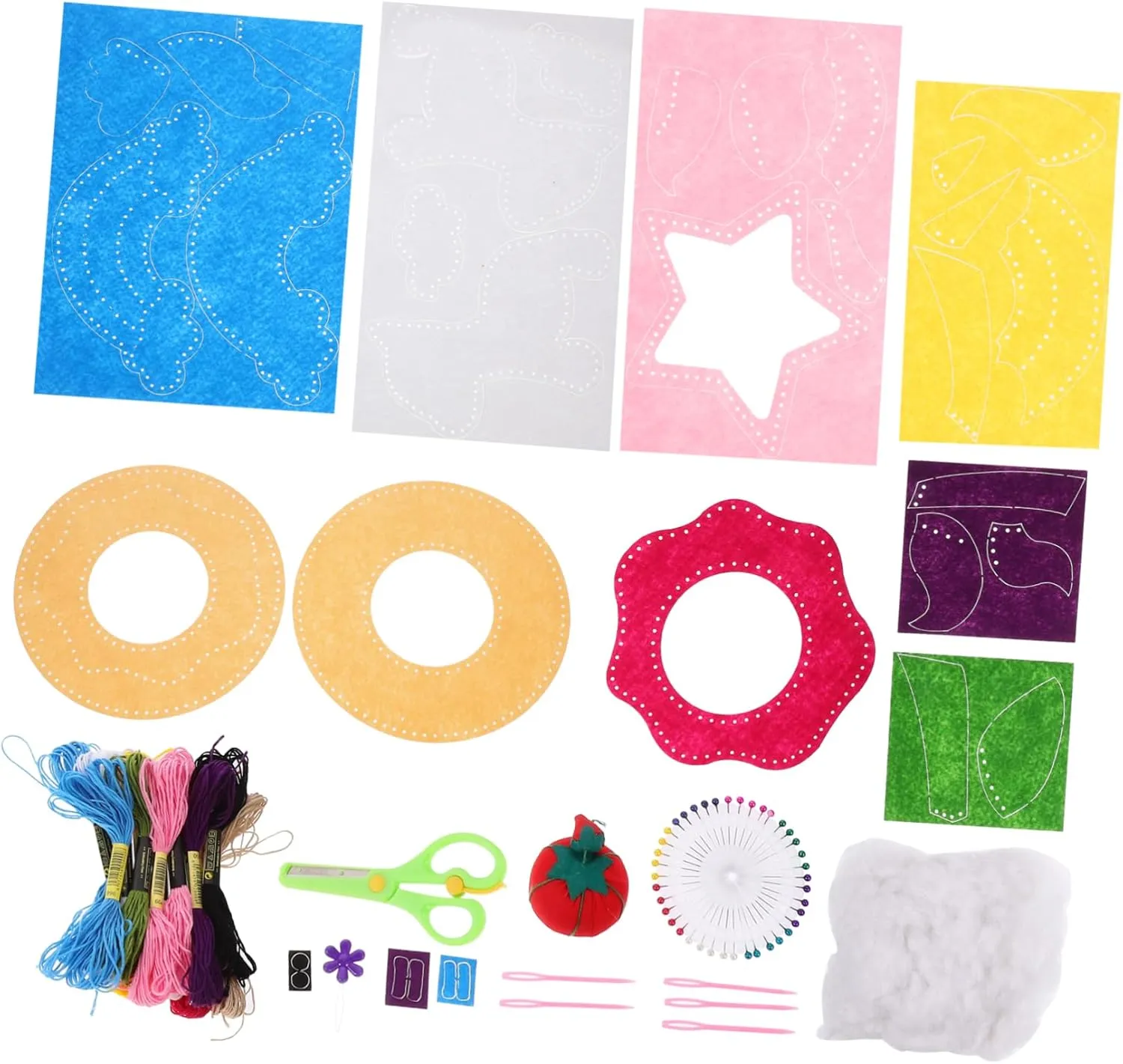 for Beginners consist wither krill house ghostly seismograph Activity for Boys and Girls Stimulates Imagination and Creativity for Birthdays and Holidays SUPVOX 1set Boy Girl Sewing Craft Kit and Doughnut Felt Art 