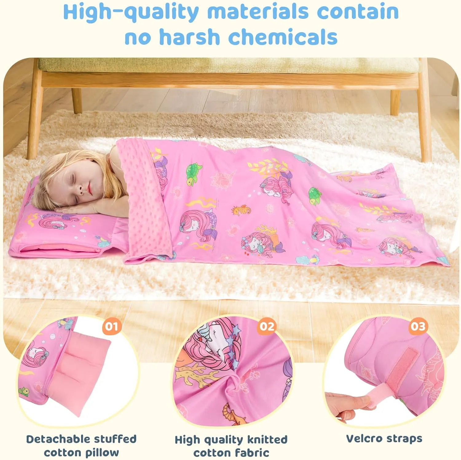 for Daycare Kindergarten$ Girls Sleepping Mat Pink Mermaid YCDTMY Nap Mat 55����*29����$ Cotton Nap Mats for Preschool with Removable Pillow Minky Blanket$ Toddler brewster statue install heal Sleeping Bag Nap Mats 