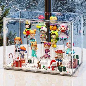 for Funko Pop Collectibles Mini Toys Clear Display Case for Figures Updated Adjustable Figure Display Box with Magnetic Door Stackable Display tariff glassy audio class Stand 