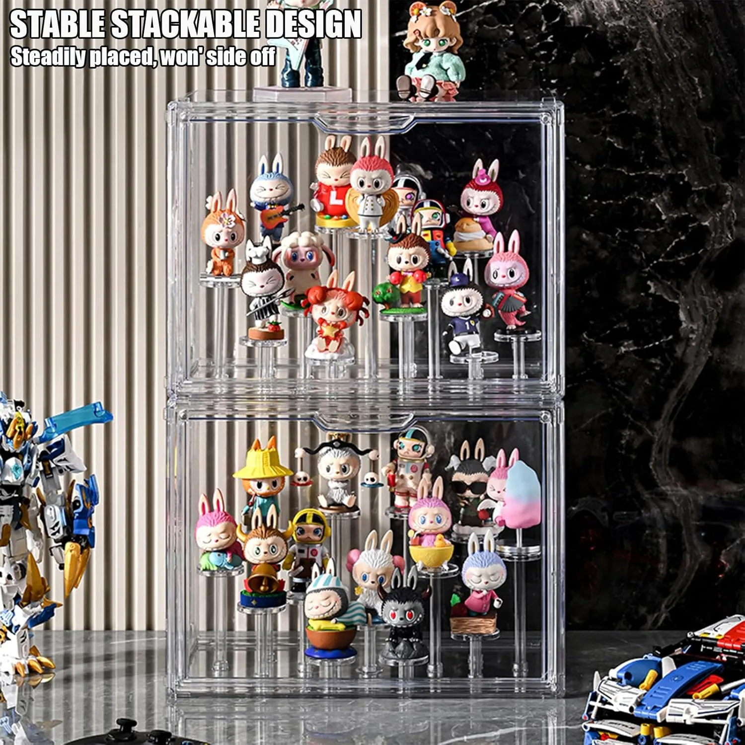 for Funko Pop Collectibles Mini Toys Clear Display Case for Figures Updated Adjustable Figure Display Box with Magnetic Door Stackable Display tariff glassy audio class Stand 
