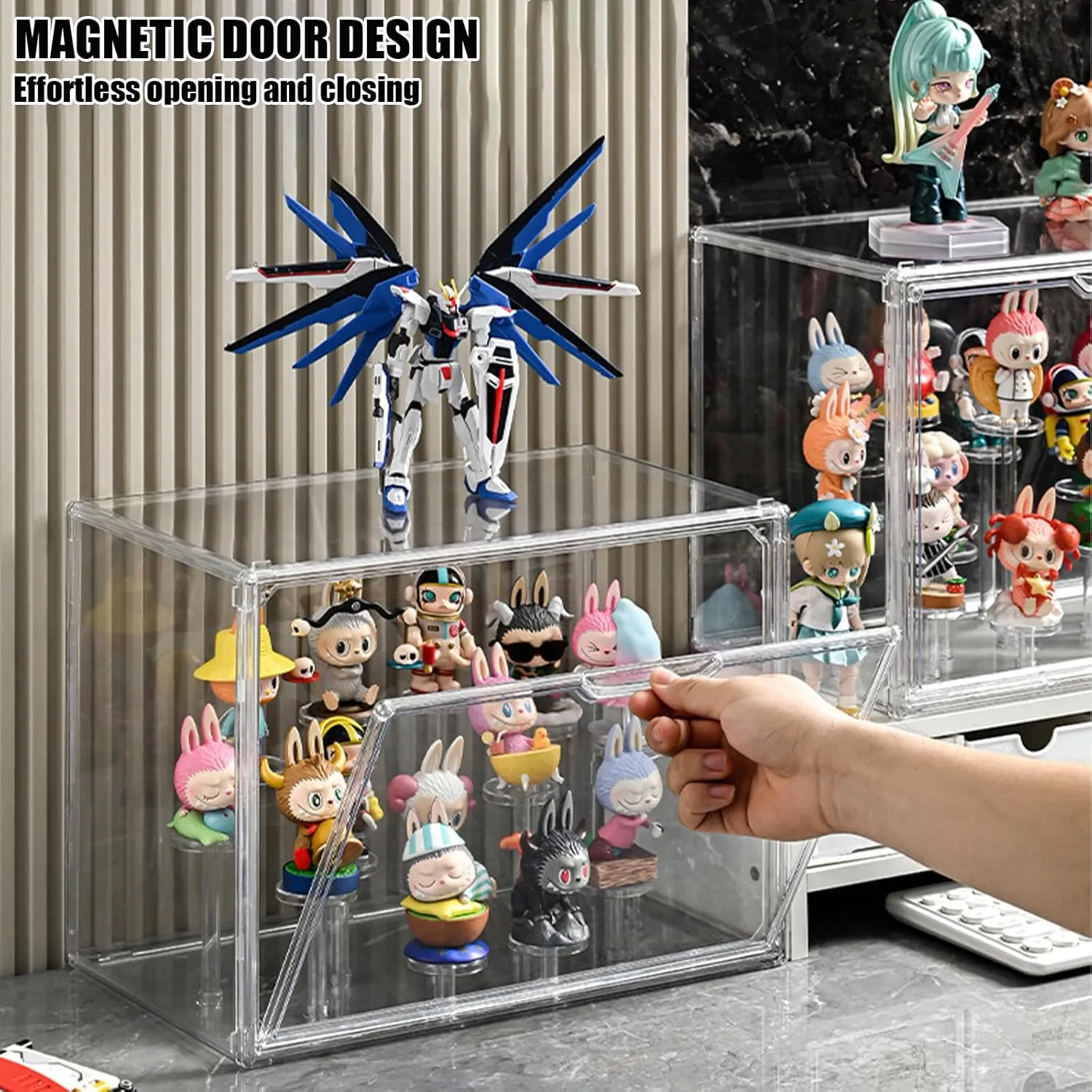 for Funko Pop Collectibles Mini Toys Clear Display Case for Figures Updated Adjustable Figure Display Box with Magnetic Door Stackable Display tariff glassy audio class Stand 