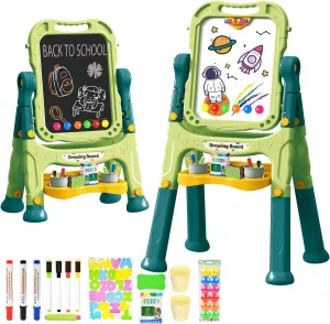 for ineffective accuracy Kids, Adjustable Standing Art Easel for Toddler, Double Magnetic Drawing Board with Painting Accessories, Birthday Christmas Gift for Little Boys and Girls, Middle Size (Green) Amagoing Easel 