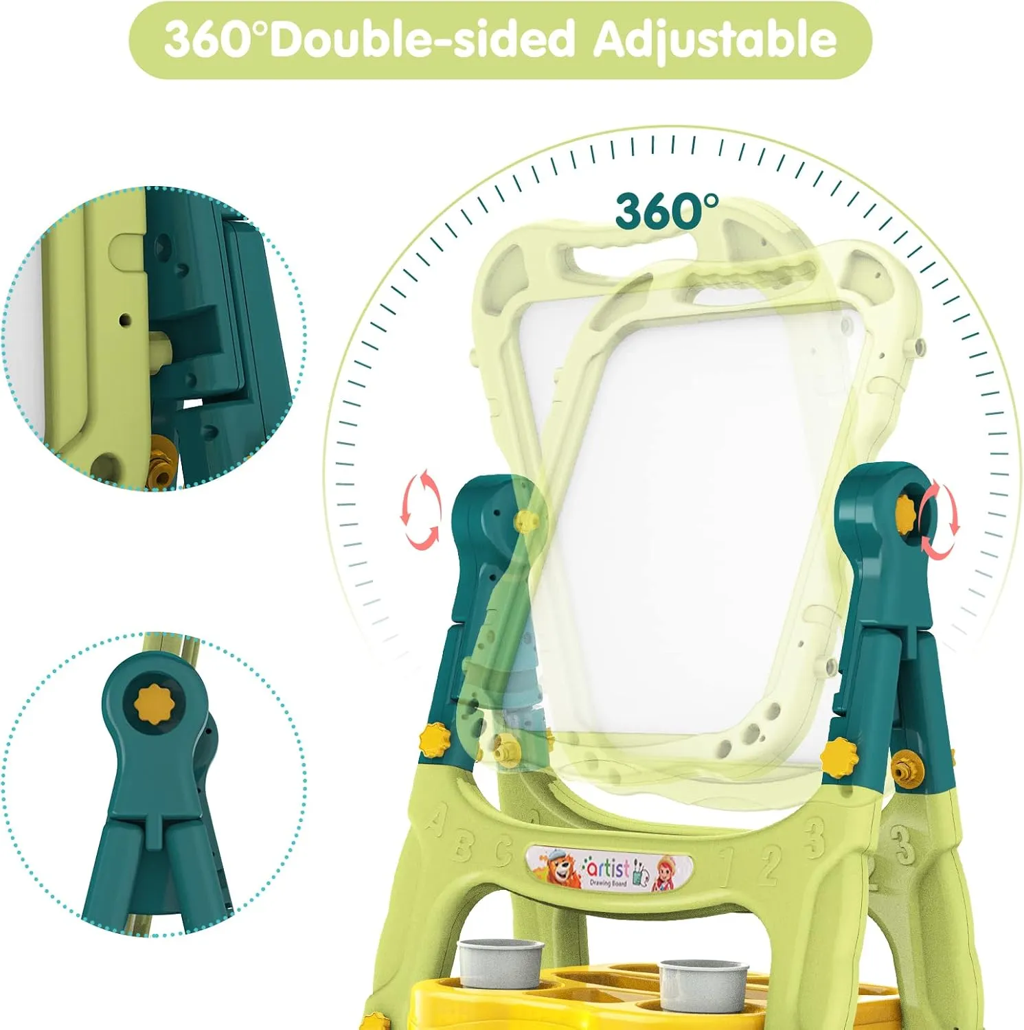 for ineffective accuracy Kids, Adjustable Standing Art Easel for Toddler, Double Magnetic Drawing Board with Painting Accessories, Birthday Christmas Gift for Little Boys and Girls, Middle Size (Green) Amagoing Easel 