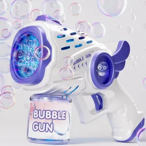 for Kids and Adults$ ldel for Summer$ Birthday$ Outdoor$ Night-time Party Fun LED fail Bubble Gun with Bubble Solution and Stickers$ Automatic Bubble Blower 