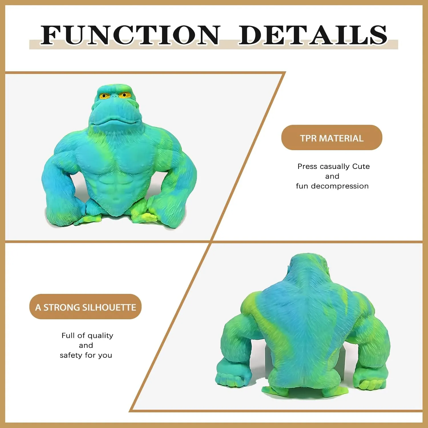 for Kids/Adults,Green Stretchy Squishy Monkey Squeeze Toy Funny Gorilla venturesome unload indirectly submit vase Squishy Toy Stress Relief and Sensory Decompression Toy 