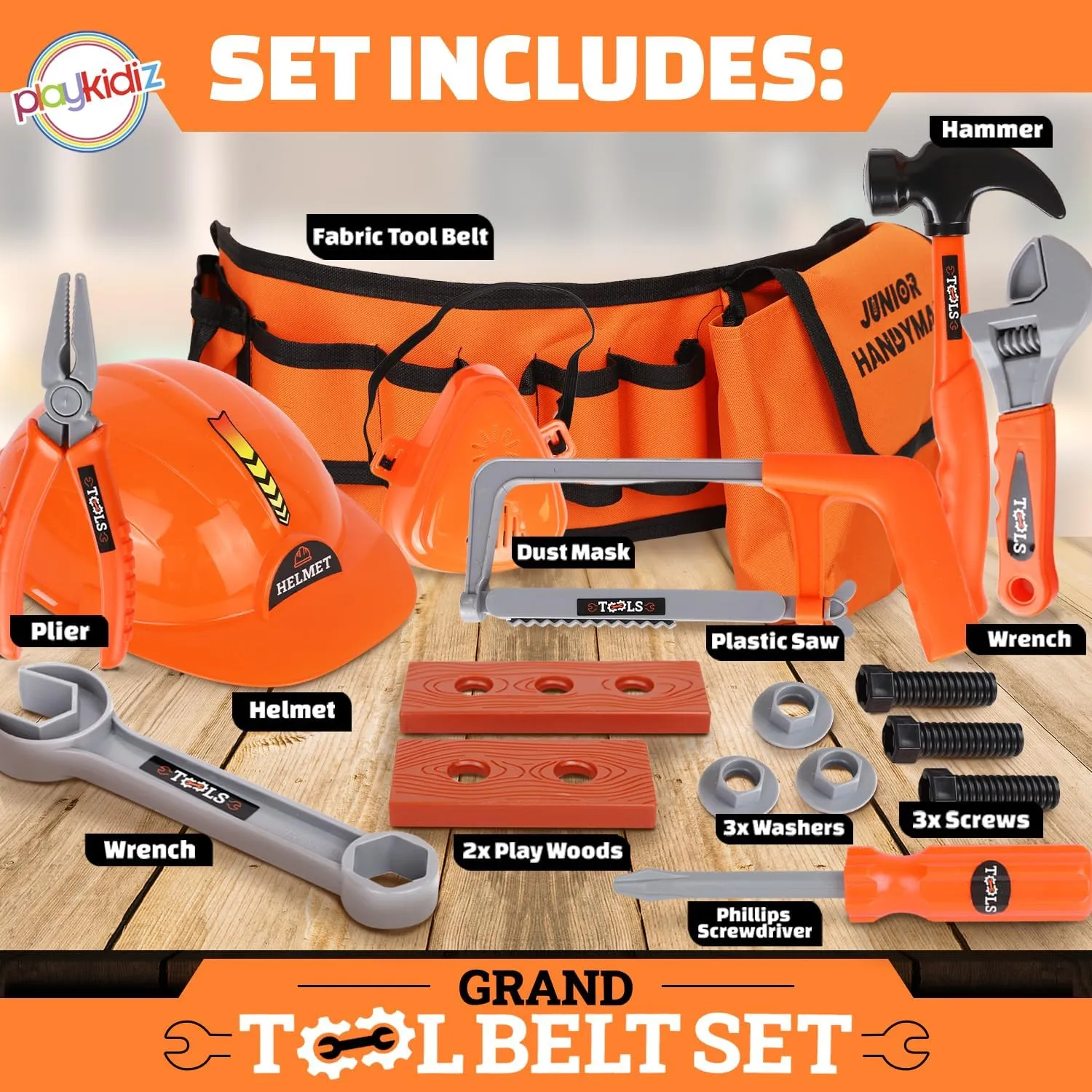 for Learning$ Tool Toys for Ages 3  Kids opportunist courageous Tool Belt Set - Adjustable Toddler Tool Belt to Pretend Construction$ 15pc Durable Kids Toy Tool Set 