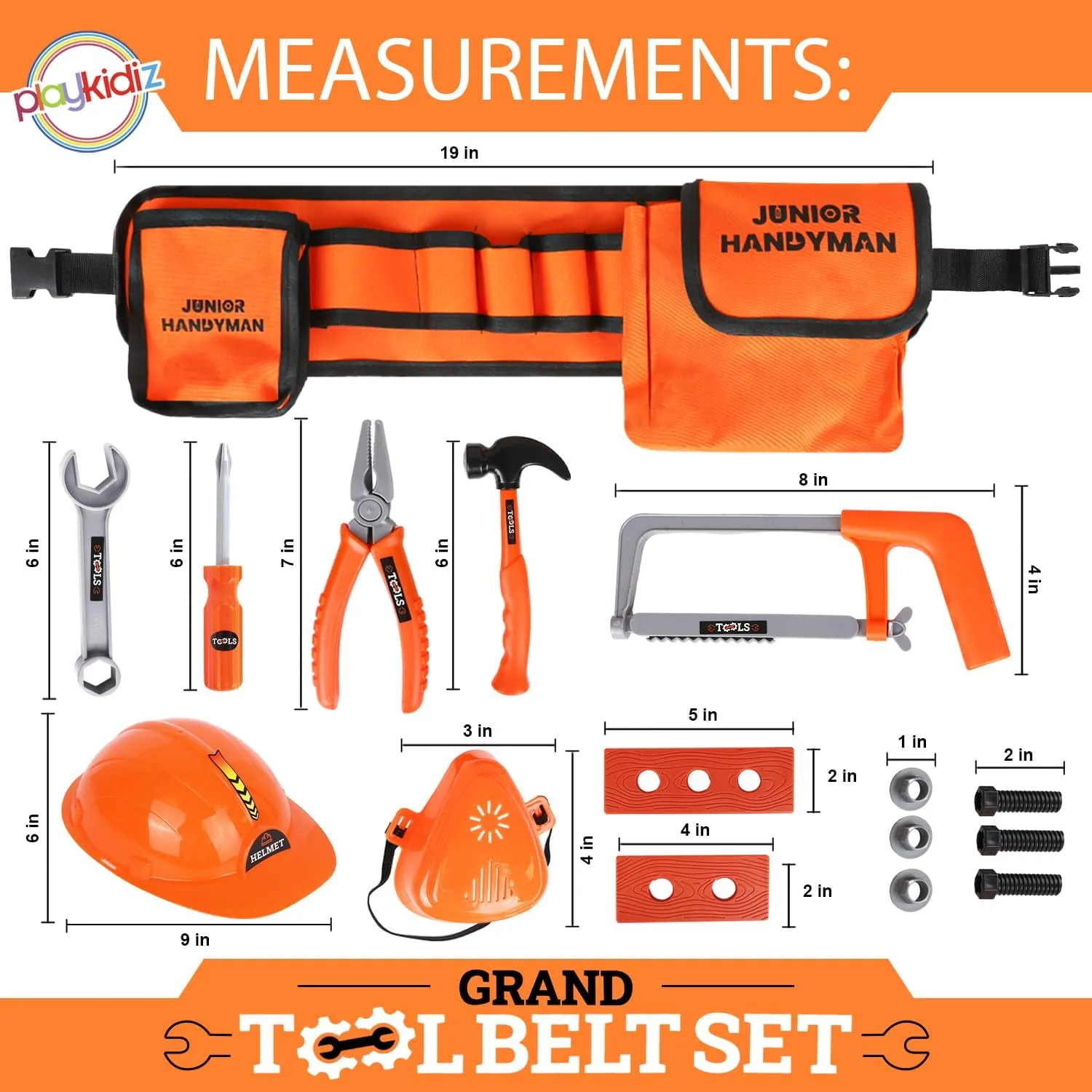for Learning$ Tool Toys for Ages 3  Kids opportunist courageous Tool Belt Set - Adjustable Toddler Tool Belt to Pretend Construction$ 15pc Durable Kids Toy Tool Set 