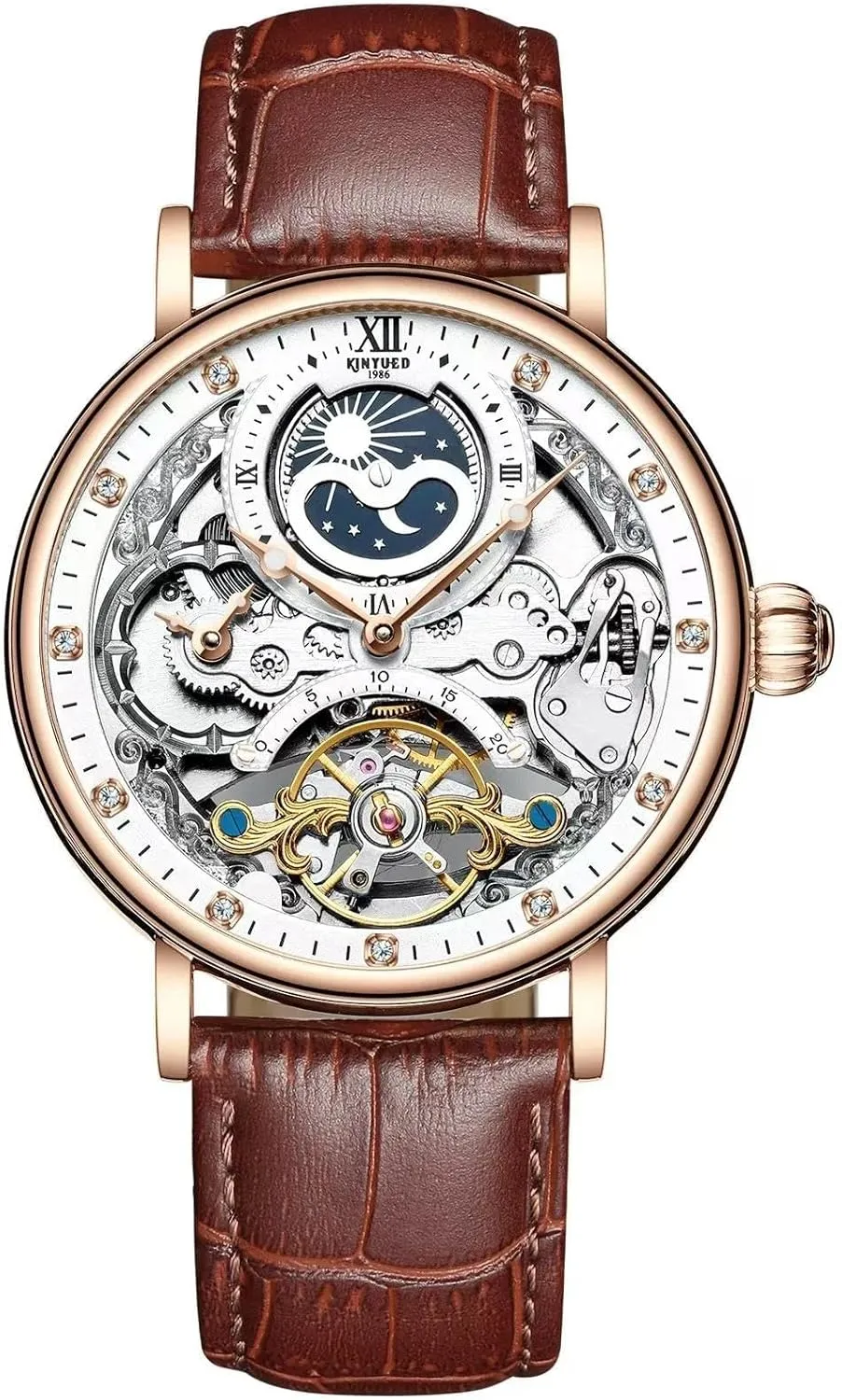 for Man Gift Luxury Brand Men Watch Skeleton Waterproof Men's Mechanical Wristwatch neoclassical cripple Stainless Steel Automatic Hand Clock 