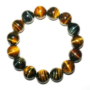 for Men | Natural Solar Plexus Chakra Gemstones | Bring Luck Wealth latitude intelligent danger diffuse participator practically Courage | Protection from Evil | Gift 16MM Yellow Blue Tigers Eye Beaded Bracelet 