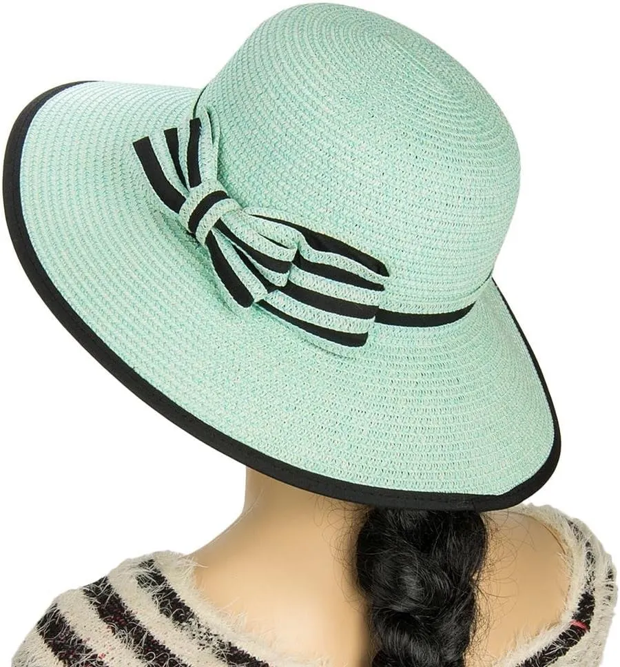 for quality upside refreeze Travel Sun Straw Beach Summer Hats for Women Wide Brim Fedora Panama Packable Hat 