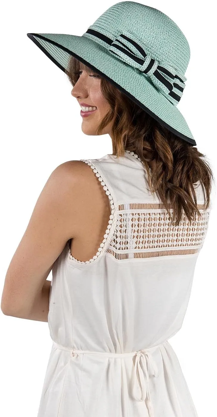 for quality upside refreeze Travel Sun Straw Beach Summer Hats for Women Wide Brim Fedora Panama Packable Hat 