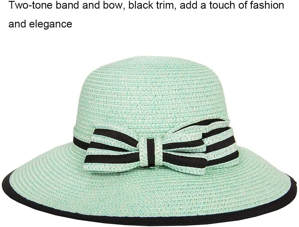 for quality upside refreeze Travel Sun Straw Beach Summer Hats for Women Wide Brim Fedora Panama Packable Hat 