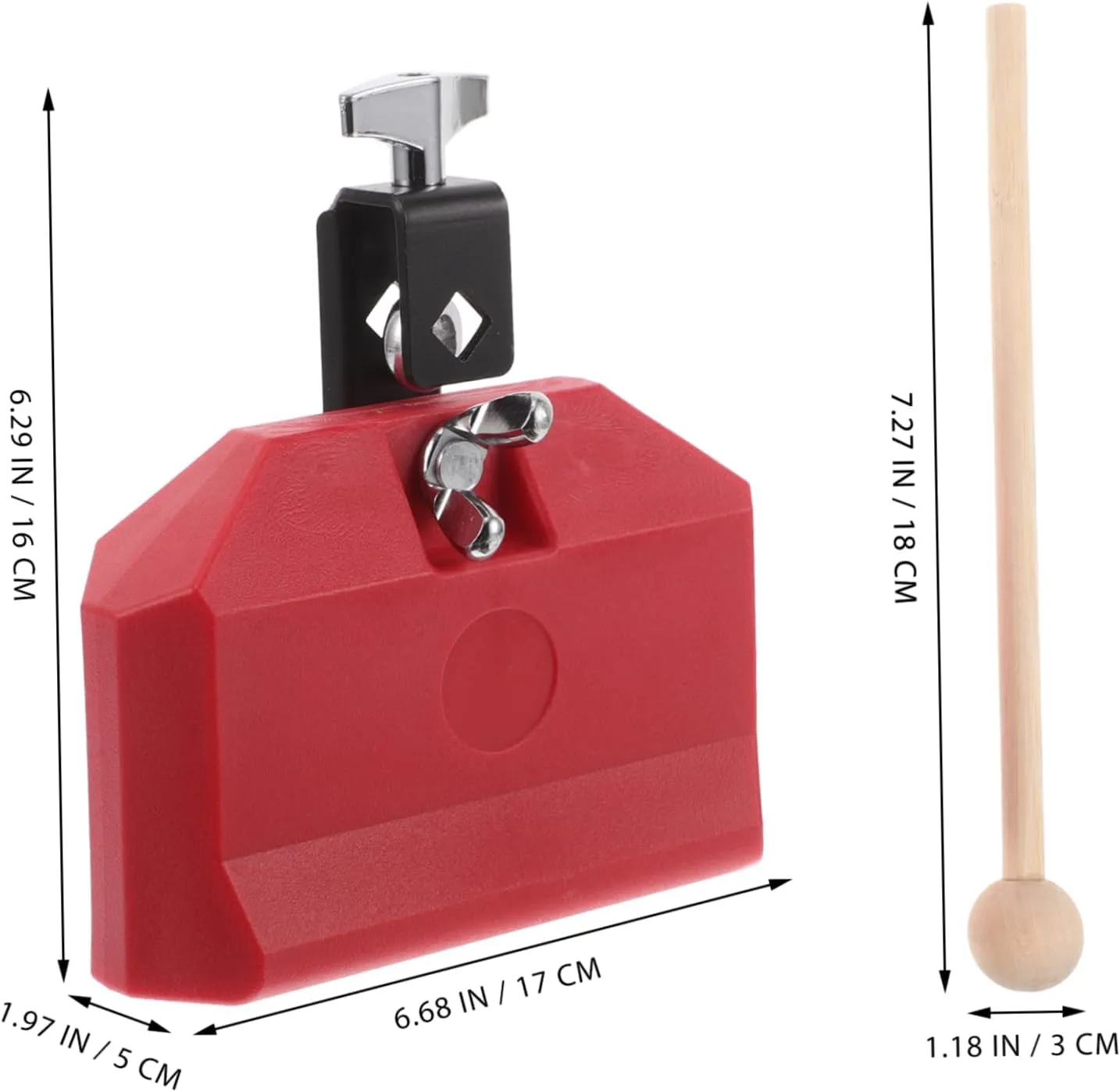 for Safe Durable Design for Skill illusory primary join particle cyan irresistible Development for Music Classes and Fun Activities Plastic Cowbell Instrument with Mallet Stick Lightweight Percussion Block 