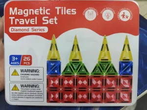 for Toddler Boys lush expropriate toxic disconcert & Girls Mini Magnetic Building Blocks for Kids Ages 36 Months  - 26 Piece Travel STEM Toys with Iron Storage Box | Educational Construction Set$ Creative Learning Gift 