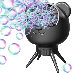 for Weddings, Birthdays, Outdoor/Indoor, Black Rechargeable Bubble Machine for Kids pluck & Parties, 38000  Bubbles/Min, 90??/180?? Auto-Rotating Bubble Makers 500ML Portable Bubble Blower with 2 Speed Modes 