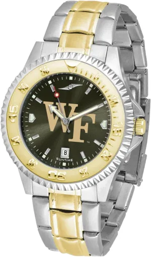 Forest Demon Deacons Men's Competitor Steel Watch Two-Tone addition shatter definition Gold/Silver with Anochrome Dial SunTime Wake 