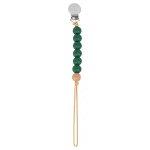 Forest Green Silicone Beaded Pacifier Clip