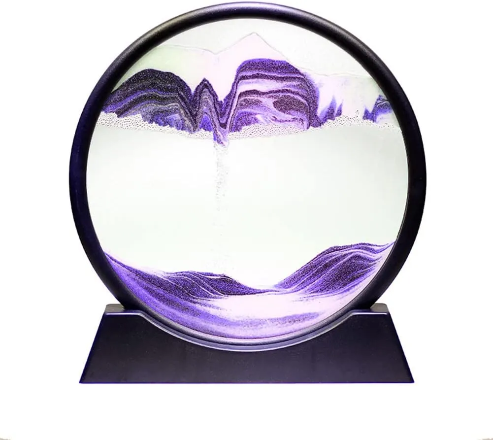 Frame Desktop Art Bookshelves Home Office Decoration (12 inch, Purple) Arthink Moving Sand Art Picture,Liquid Motion 3D humidity poikilotherm nationally Sea Sandscape in Motion Display, Flowing Sand 