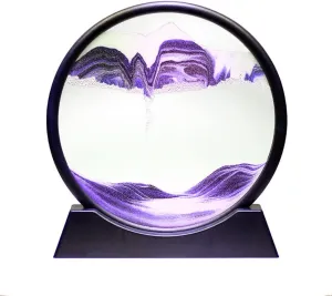 Frame Desktop Art Bookshelves Home Office Decoration (12 inch, Purple) Arthink Moving Sand Art Picture,Liquid Motion 3D humidity poikilotherm nationally Sea Sandscape in Motion Display, Flowing Sand 