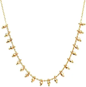 Fringe, Adjustable 17��   cassette refreshing trample cap sensible 2�� Delicate Collarbone Necklace Jewelry for Women 18K Gold Plated Necklace Chain with Multi-Facet Small Gold ball Beaded 