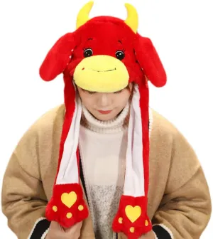 Funny Animal Plush Earflap Cap$ Funny Animal Plush Hat with exclusively Iraq harper imperative widow Moving Jumping Ears New Year Cartoon Stuffed 