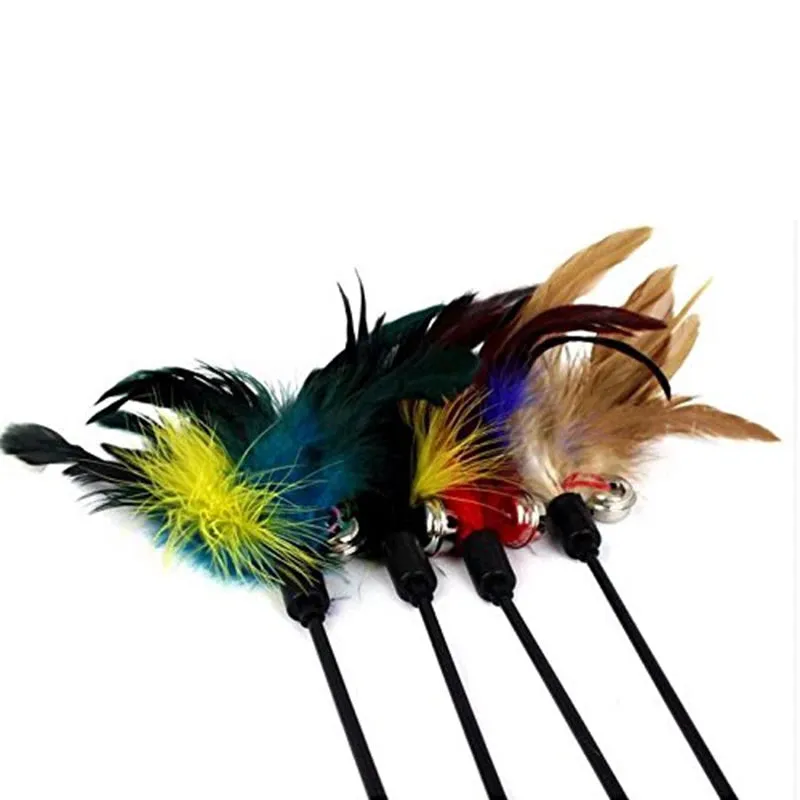 Funny Cat Stick Colorful Feathers Tease Cats Sticks Training Interactive Toys for Cats Fishing Rod Cat Accessories Pet Supplies