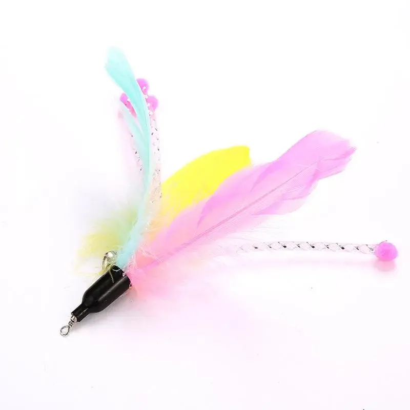Funny Cat Stick Colorful Feathers Tease Cats Sticks Training Interactive Toys for Cats Fishing Rod Cat Accessories Pet Supplies