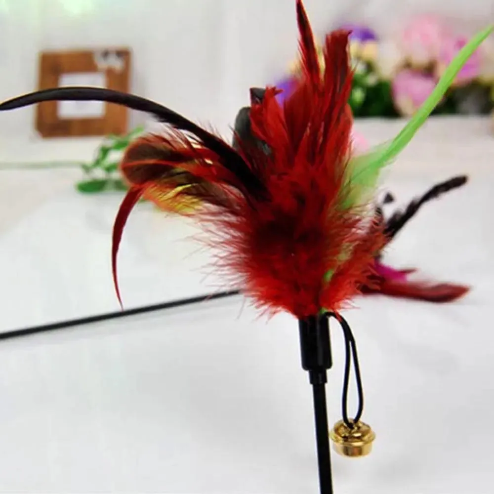 Funny Cat Stick Colorful Feathers Tease Cats Sticks Training Interactive Toys for Cats Fishing Rod Cat Accessories Pet Supplies