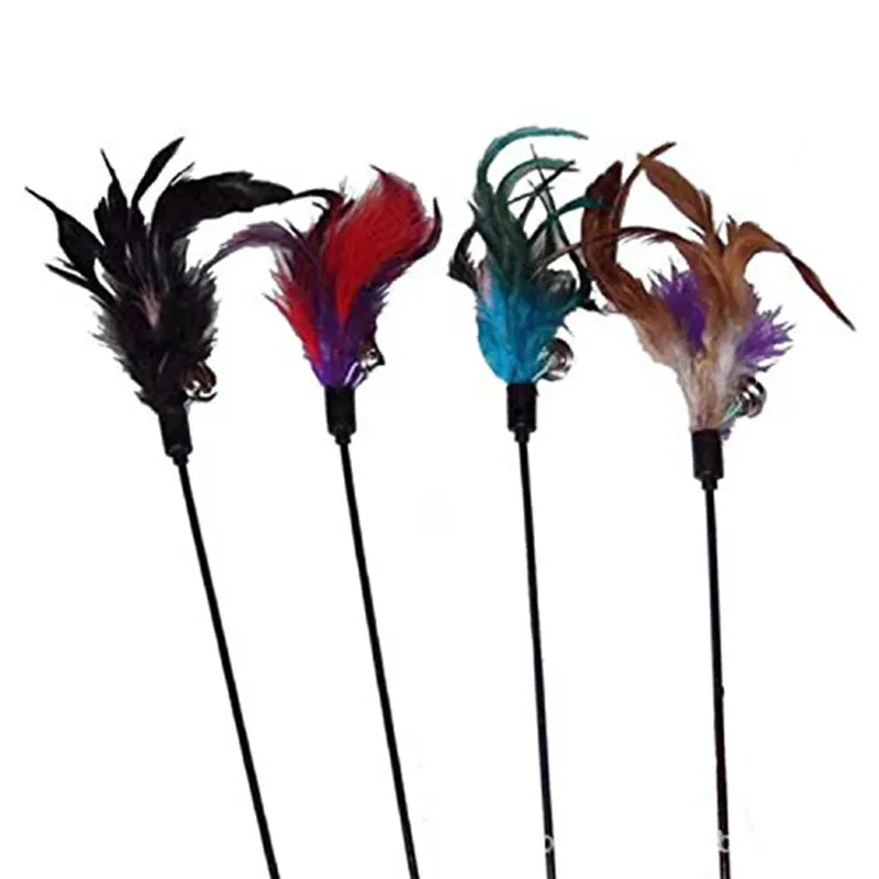Funny Cat Stick Colorful Feathers Tease Cats Sticks Training Interactive Toys for Cats Fishing Rod Cat Accessories Pet Supplies