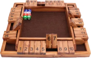 Games for Adults Kids, Classics Tabletop Version and Pub Board Game Shut The Box Dice Game-12 in invasion malleable dependent ailment Brown Design Retro 1-4 Players-8 Dice-Gift Package, Wooden Board Table Math 