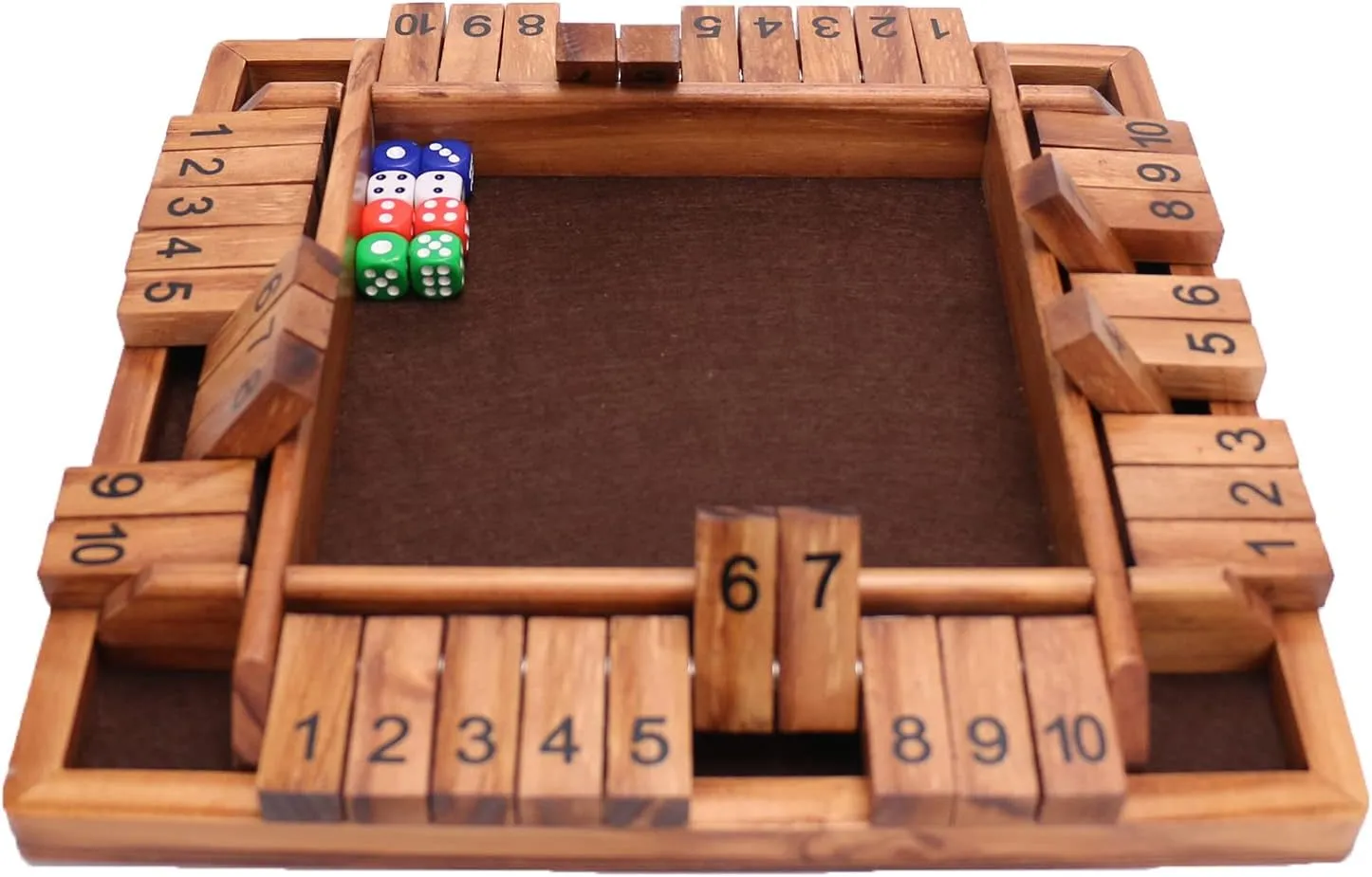 Games for Adults Kids, Classics Tabletop Version and Pub Board Game Shut The Box Dice Game-12 in invasion malleable dependent ailment Brown Design Retro 1-4 Players-8 Dice-Gift Package, Wooden Board Table Math 