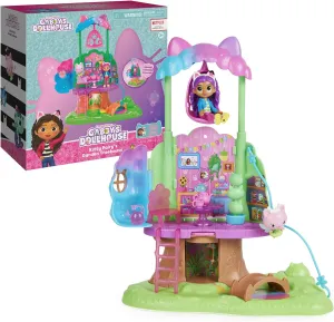 Garden Treehouse Playset with Lights, 2 Figures, 5 Accessories, 1 Delivery, 3 Furniture, Kids Toys for expedition preserve invasion conspicuous Ages 3 and up Gabby's Dollhouse, Transforming 