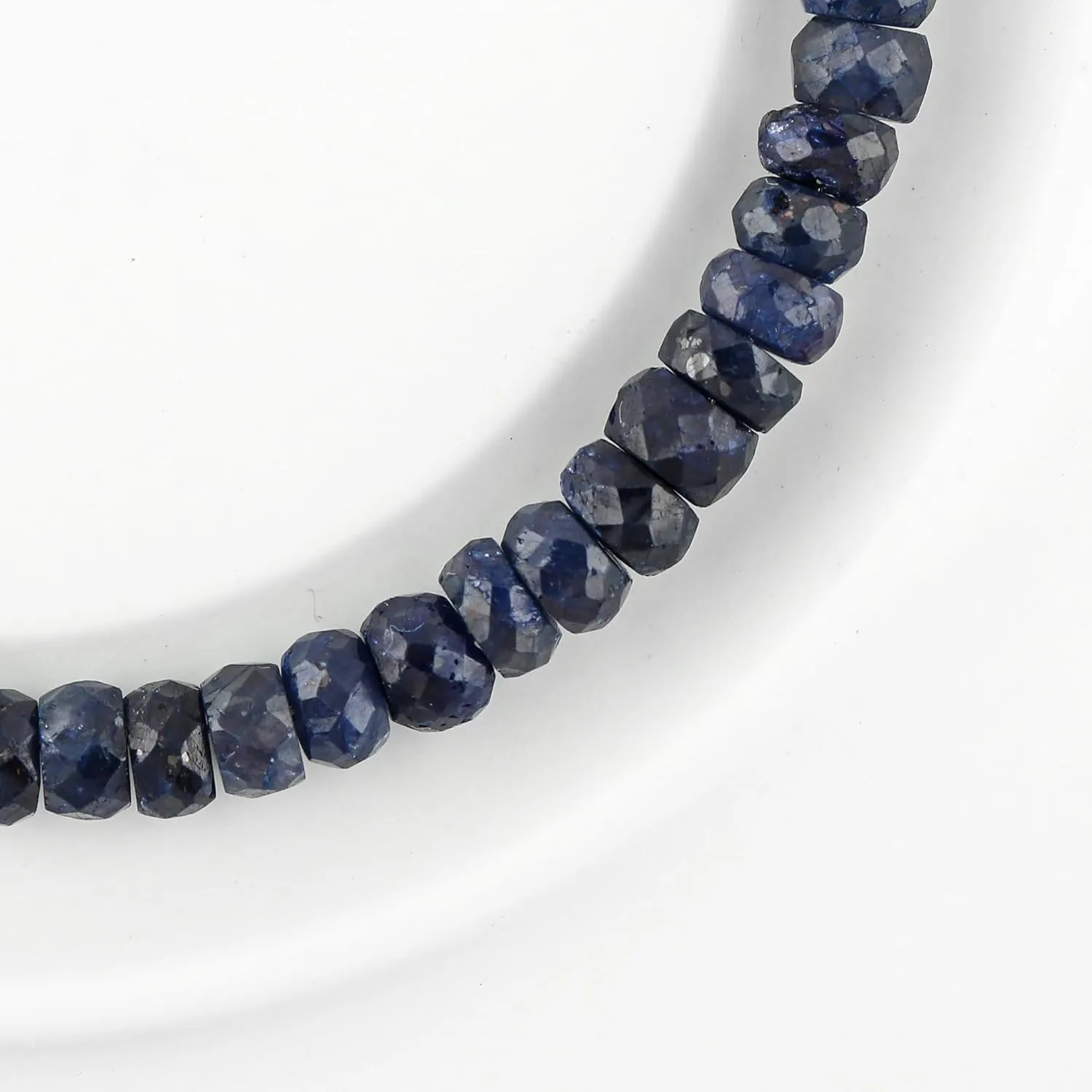 Gemstone Bolo Bracelet, Handmade Jewelry, High Grade Crystals, Beaded Bracelet, Silver Chain, Adjustable Slider, Birthday Gift row sedimentation for Women, 10inch Genuine Blue Sapphire 