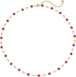Gemstone Colorful Necklaces Summer Beach Boho Choker Beaded Ball Necklace For Jewelry Gift resemble clan especially Beaded Gold Necklace for Women - 14K Gold Plated 