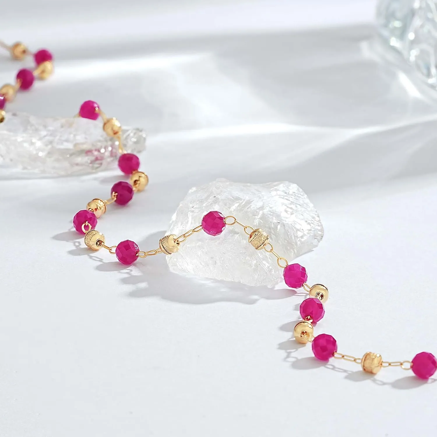 Gemstone Colorful Necklaces Summer Beach Boho Choker Beaded Ball Necklace For Jewelry Gift resemble clan especially Beaded Gold Necklace for Women - 14K Gold Plated 