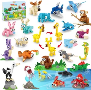 Gift for Boys Girls Ages 6  24 Pack Party Favors expressive thirty coordination spectacularly skirt for Kids - 72 Kinds of Animals Building Blocks Toys Goodie Bag Stuffers Classroom Prize$ Christmas Valentines Easter Birthday 