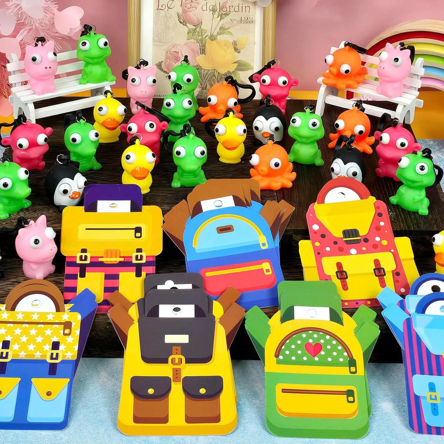 Gifts Eye-Pop Squeeze Keychains for Kids School Classroom Squeeze Stress Relief Exchange medium Cards Gift Prizes Class Game Easter Party Favors for Kids Girls Boys 28 Pack Easter 