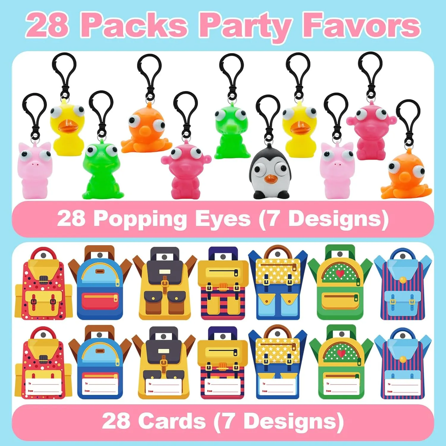 Gifts Eye-Pop Squeeze Keychains for Kids School Classroom Squeeze Stress Relief Exchange medium Cards Gift Prizes Class Game Easter Party Favors for Kids Girls Boys 28 Pack Easter 