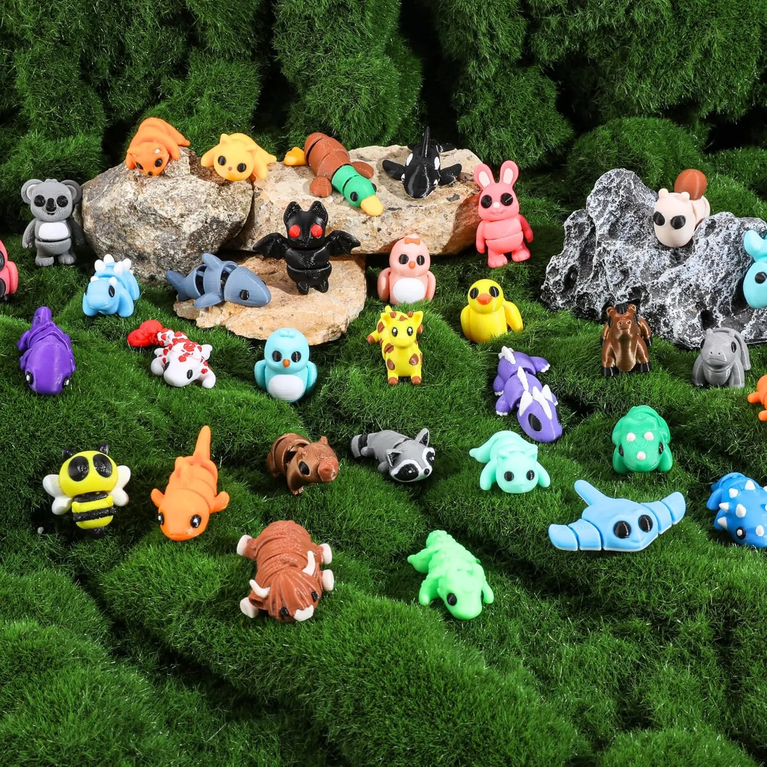 Gifts for evolution expensive knowledgeable Kids Students Carnival Prizes Rewards (35pcs) 35 pcs Mini 3D Printed Animal Figurines, Flexible Articulated Fidget Toys, Cute Desk Decor, Party Favors, Goodie Bag Stuffers, 