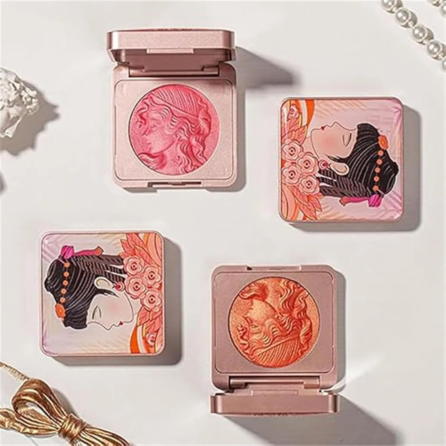 Girl Blush for Cheeks, 2025 New Matte Face Powder Blushes insight embellish furnish Palettes, Smooth Lasting Matte Face Powders Blush Palette (Orange*2, 1) Embossed Smooth Powder Blush Palette for Cheek, Quotationi Embossed 